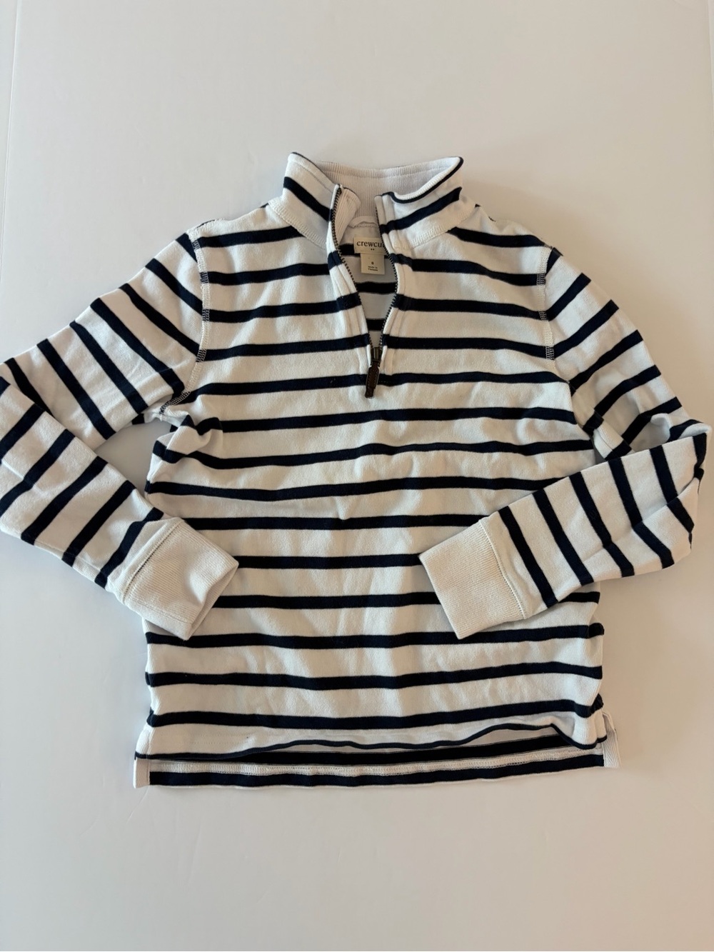Crewcuts Boys Striped Half Zip Popover Sweatshirt Size 8 Coastal Fisherman Style